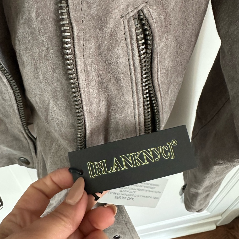 Blank Nyc Women's Leather Moto Jacket Light Gray - Picture 4 of 7